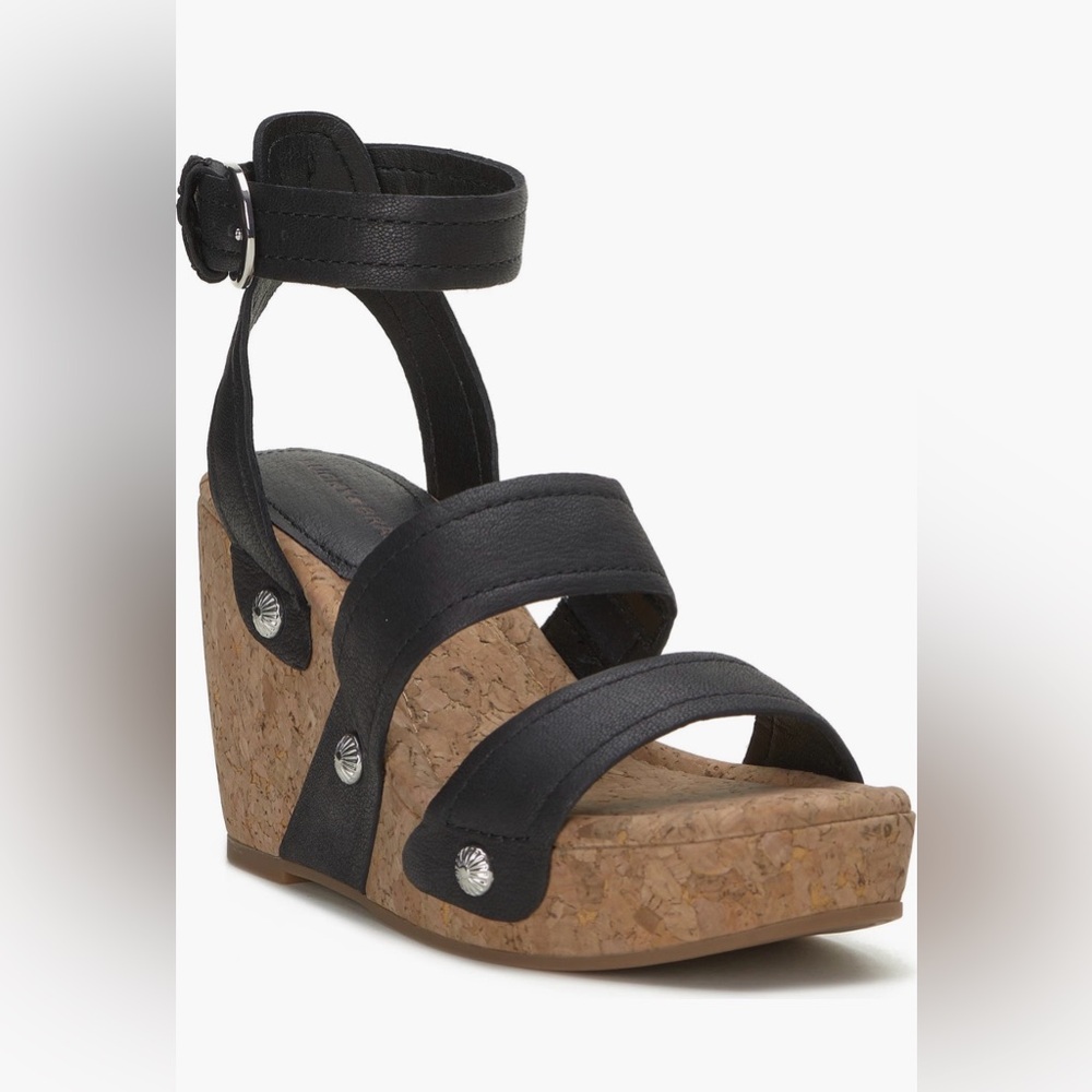 New Lucky Brand Black Cork Wedge Sandals